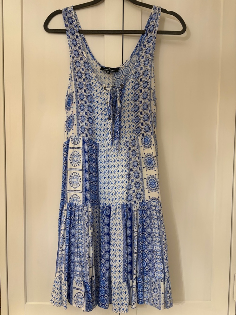 Lulu's Blue and White Printed Tiered Sundress